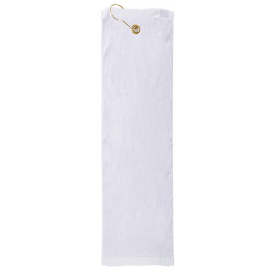 Premium Mid-Weight Velour Golf Towel - Trifolded (White Imprinted)
