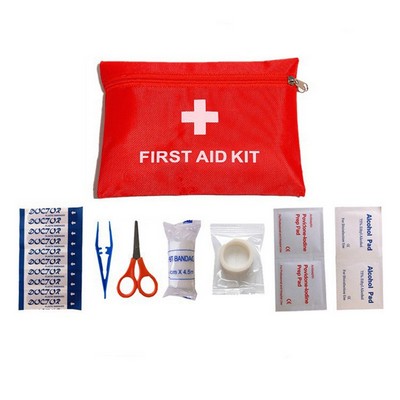 Emergency First Aid Kit Packed In Nylon Zipper Pouch
