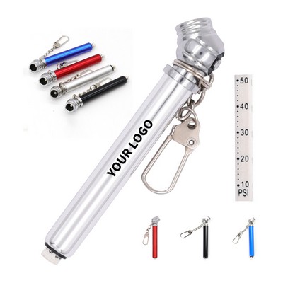 Mini Aluminum Tire Gauge with Keychain (10–50 PSI)