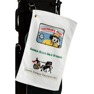 Mid Weight Hemmed Golf Towel w/ Left Hook & Grommet (Tone on Tone)