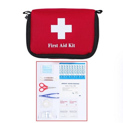 Emergency First Aid Kit Packed In Nylon Zipper Pouch