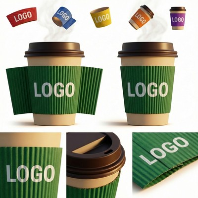 Custom Printed Eco-Friendly Kraft Paper Coffee Cup Sleeves